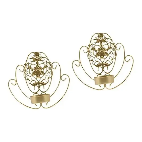 Produktbild: Warmhm 2st Kerzenhalter Zum Aufhängen An Der Wand Teelichthalter Für Weihnachten Halloween Wandleuchte Kerzenhalter Votivhalter Für Weihnachten Wanddekoration Metall Mode Blumen