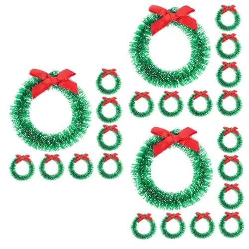 Produktbild: Warmhm 36 STK Weihnachtskranz Weihnachtsgirlande weihnachtsspielzeug Kinder Christmas Garland Weihnachtsdekoration Miniaturhaus Möbelverzierung Miniatur-Girlande Natürliche Sisal-Seide