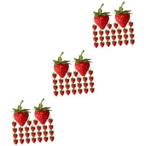 Produktbild: Warmhm 3 Sätze Simulierte Erdbeere Getrocknete Erdbeeren Obst Künstliche Früchte Verkleidungsaccessoires Dekoration Mit Künstlichen Früchten Modell Mit Gefälschten Früchten 50 Stück * 3