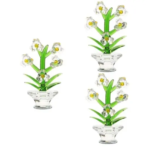 Produktbild: Warmhm 3 Stück Kristallorchideen Ornamente Kristalldekoration Kristallhandwerk Kristallskulptur Dekoration Kristallfigur Kristallbonsai Weißes Kristallglas
