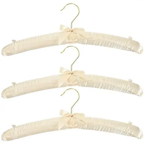 Produktbild: Warmhm 3 Stück Kleiderbügel Satin, Satingepolsterte Kleiderbügel, Weich Gepolstert Hochzeitskleid Kleiderbügel Mit Anti-Rutsch-Knöpfen Brautbügel Für Die Hochzeit