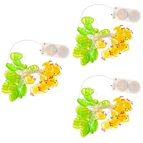 Produktbild: Warmhm 3 Stück Schnur Osterlicht Dekor Osterhühnerlicht Ostern Lichterketten Innen Lichterketten Osterei Licht Osterpartyzubehör Batteriebetriebene Osterlichter Plastik Geschenk Drinnen