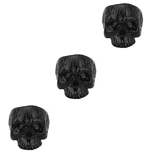 Produktbild: Warmhm 3 Stück Totenkopf-Kerzenhalter Schwarz Hochzeitsdeko Teelichter Kerzen Esstisch-Dekoration Brennende Kerze Tasse Stumpenkerzenständer Totenkopf-Kerzenleuchter Neuartiger