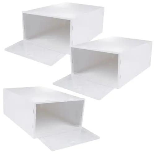 Produktbild: Warmhm 3er-box Durchsichtiger Schuhkarton Sneaker-aufbewahrung Stapelbare Schuhaufbewahrung Schuhschrank Organizer Für Schränke Transparente Schuhkartons Sneakerboxen Stapelbar Pp Weiß