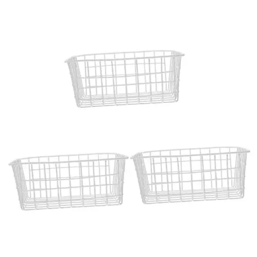 Produktbild: Warmhm 3st Aufbewahrungskorb Für Gefrierschrank Gefrier-organizer-behälter Gefrierfächer Küchenobst Gefrierteilertruhe Kühlschrank Großer Metallkorb Tief Snack-korb Haushalt Weiß Eisen