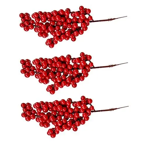 Produktbild: Warmhm Weihnachten Künstliche Obst Beeren Bouquet 3 Stücke Rot Imitation Beeren Zweige Hause Gefälschte Decor Lebensechte Dekorative