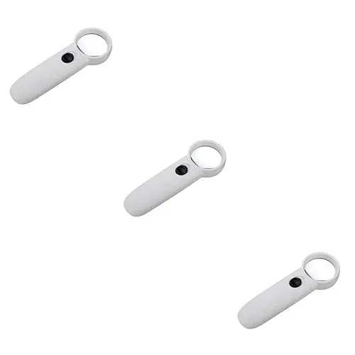 Produktbild: Warmhm 3stücke Handheld Lupe Mit -leuchten Tragbare Vergrößerungsglas Für Kartenlesen Münz Und Schmuckinspektion Langlebiges Material Und Optisches Glas Weiß