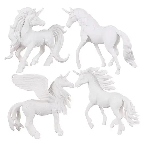 Produktbild: Warmhm 4Stücke Einhorn Malfiguren Zum Selbstgestalten DIY Kreativspielzeug Für Sie Ihr Eigenes Einhorn Und Bastelbedarf Für Partys Weiße Gipsfiguren