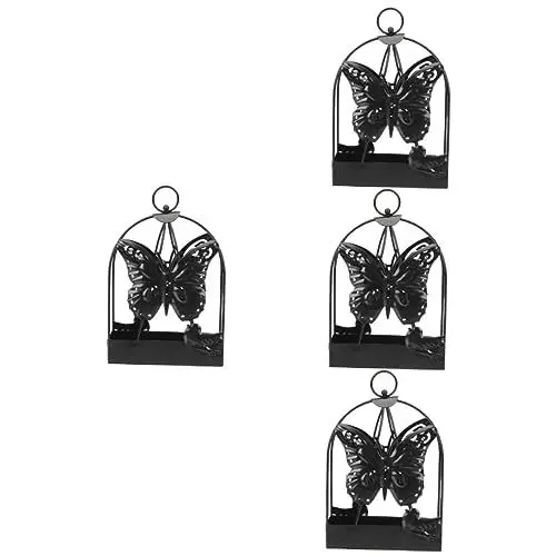 Produktbild: Warmhm 4 Stück Mückenspulenhalter - Räucherstäbchenhalter Räucherstäbchenständer Für Den Innenbereich Räucherstäbchenhalter Schwarz Filigraner Spulenhalter Zitronengras Eisen Räuchergefäß