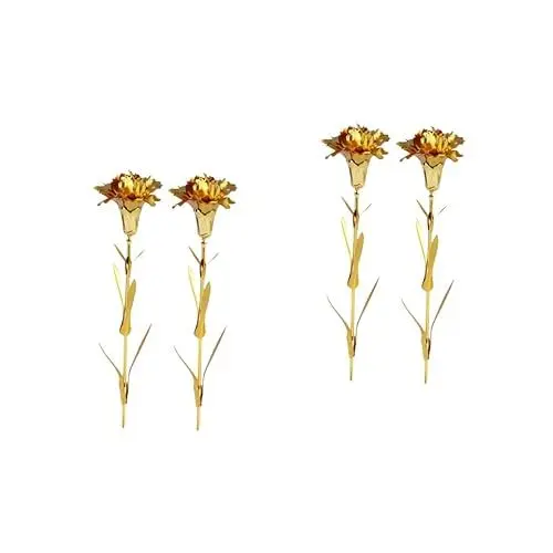 Produktbild: Warmhm 4 Stück Nelke Konservierte Nelkenblüte Künstliche Romantische Nelkenblume Blattgold Nelke Für Immer Brautstrauß Goldrand Geschenk Golddekor Vorschlag 24k Blumen