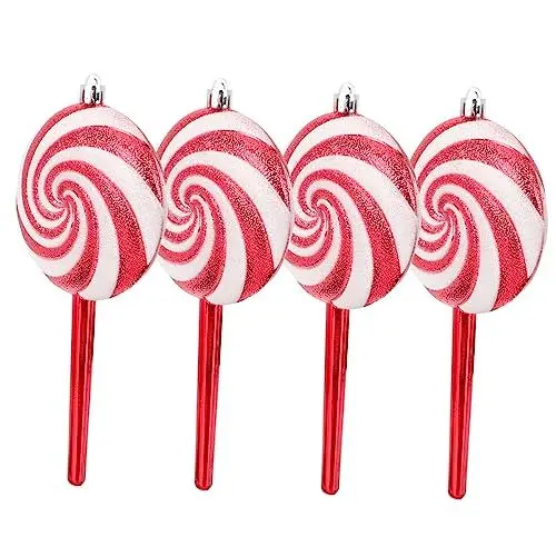 Produktbild: Warmhm 4 Stücke Weihnachten Zuckerstangen Ornamente Handgemachte Lutscher Dekorationen Weihnachtsbaum Hängen Candy Ornament Set