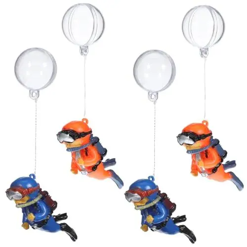 Produktbild: Warmhm 4 Stück Taucher-Aquarium-Ornamente Schwimmende Dekorationen Für Aquarien Schwimmende Aquariumdekorationen Schwimmende Taucher Für Aquarien Tauchornament Anhänger Untergetaucht PVC