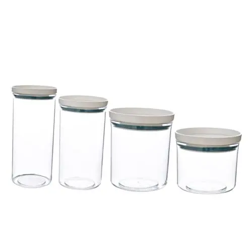Produktbild: Warmhm 4 Stück Vorratsdosen Transparente Kunststoff Aufbewahrungsboxen mit Deckel Luftdicht und Stapelbar für Lebensmittel und Snacks