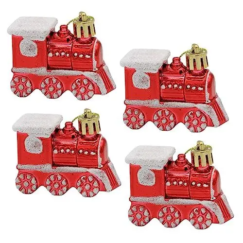 Produktbild: Warmhm 4 Stück Weihnachtszug Dekoration Weihnachtsbaum-zugverzierung Einzigartige Weihnachtsdekoration Weihnachts-Express-Ornament Christbaumschmuck -Zug Plastik Weihnachten LKW