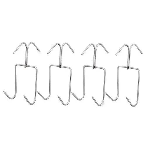 Produktbild: Warmhm 4 Stück anschließen Brasilianische Grillhaken Fleischhaken Metzger Fleischhänger edelstahlhaken Küche gegrillte Angelhaken Haken zum Aufhängen von Rostfreier Stahl Silver