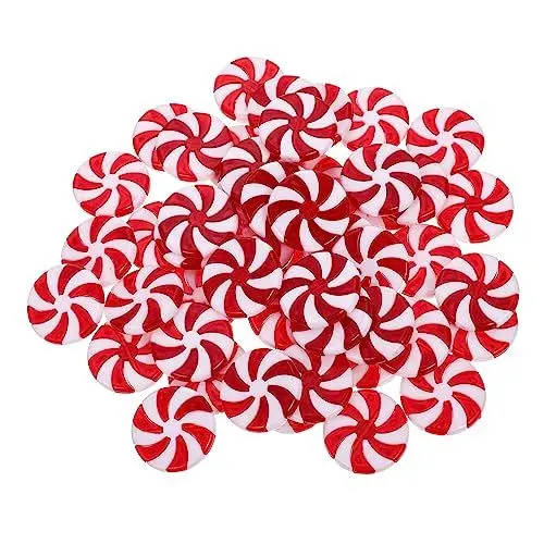 Produktbild: Warmhm 50 Stück Weihnachtssimulationssüßigkeit Hängende Pfefferminz-Ornamente Zuckerstangen Dekorationen Im Freien Zuckerstangenhandwerk Für DIY-Handwerk Weihnachtsdekore Plastik