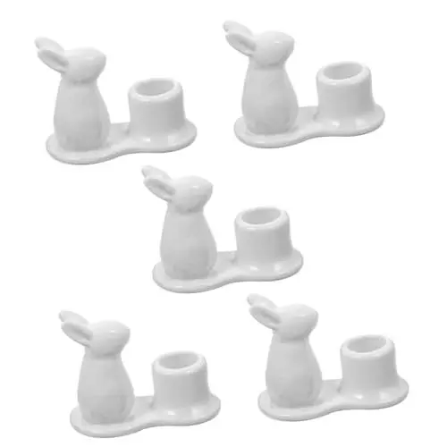 Produktbild: Warmhm 5St Kaninchen Kerzenhalter Kerzenständer Eierbecher Teelichthalter zu Ostern Ornament Spitzkerzen dekorativer Kerzenhalter Tisch-Kerzenhalter nordisch Dekorationen Geschenk Hase