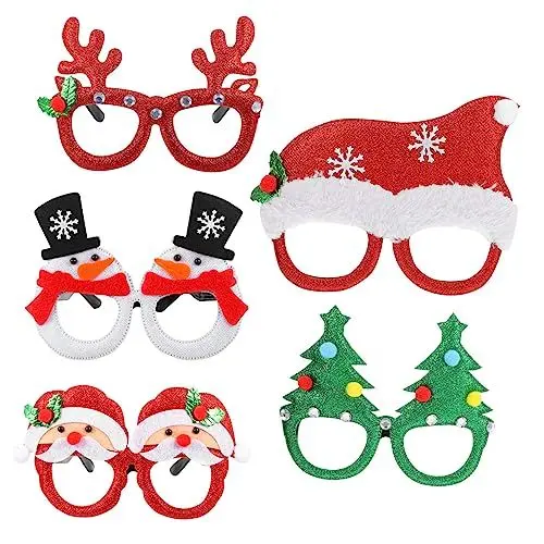 Produktbild: Warmhm 5 Paare Weihnachtsgläser Weihnachtsparty-kostüm Weihnachtsgeschenke Weihnachtsbaum Brille Weihnachtsparty-brille Weihnachtsdekorationen Kleider Urlaubsartikel Papier Vlies Kind
