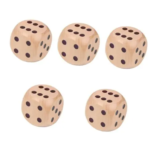 Produktbild: Warmhm 5 Stück Holzwürfel Discokugeln Dekor Runde Punktwürfel Rasenwürfel Spiele Riesenwürfel Brettspielwürfel Große Würfellayouts Große Würfel Sechsseitige Würfel Löschbare