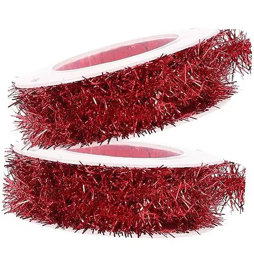 Produktbild: Warmhm 6 Rollen Weihnachtsstreifen Hängendes Weihnachtslamettastränge Weihnachtsgirlande Aus Metallfolie Festival Hängende Girlande Weihnachtsversorgung Christbaumschmuck Plastik Rot