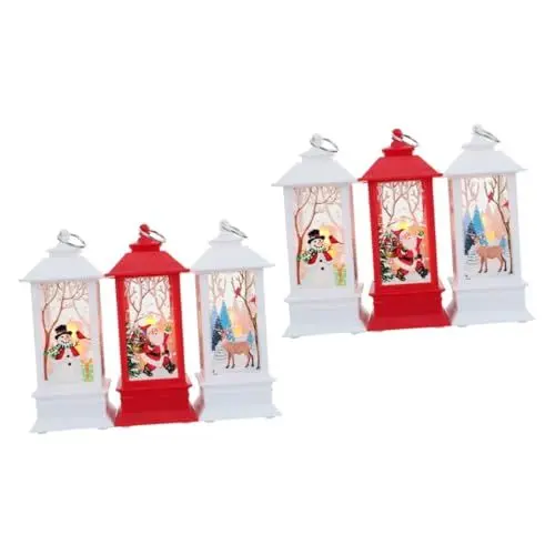 Produktbild: Warmhm 6 STK Weihnachtsbeleuchtung Wohnkultur Desktop-Weihnachtsschmuck Weihnachtsdekorationen Weihnachts Party Ornament Weihnachts-Windlicht LED-Nachtlampe Haushalt Laterne