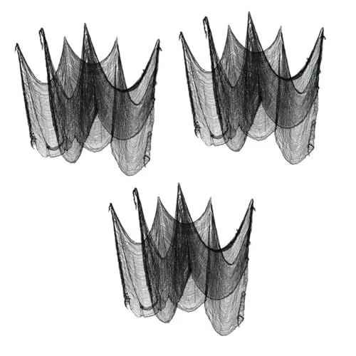 Produktbild: Warmhm 6 STK Halloween-Spinnennetz Halloween-partyzubehör Ausgefallener, Locker Gewebter, Gruseliger Stoff Türen Gruseliges Tuch Geisterdekor Halloween Schwarzes Gruseliges Tuch