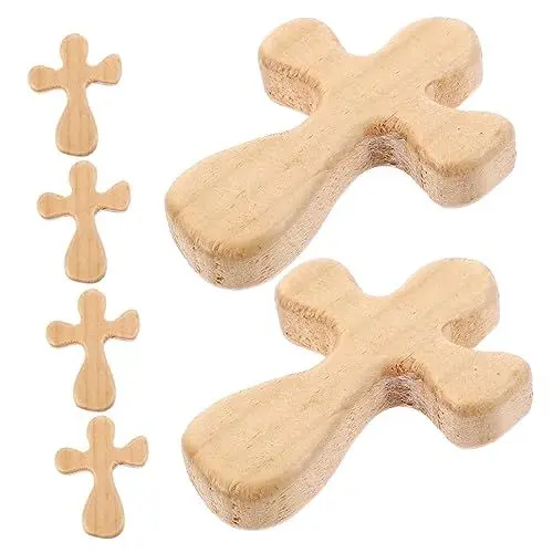 Produktbild: Warmhm Religiöse Dekoration Holzkreuz Zur Dekoration Handgehaltene Tischdekoration für Kirchenfeste 6 Stück
