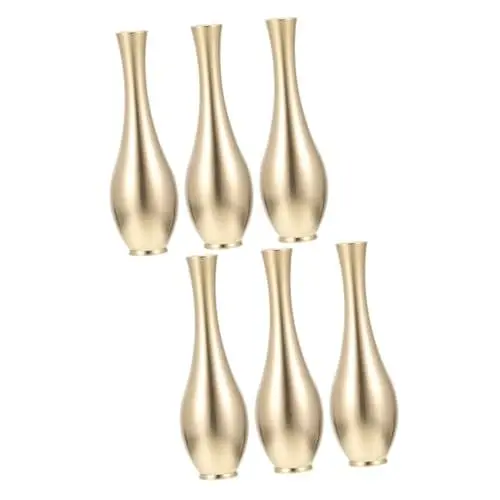 Produktbild: Warmhm 6 Stück Kleine Vase Retro Kleine Vasen Aus Metall Blumenvase Tischvase Arrangement Vase Kleine Vase Tischdekoration Heimvase Kupfer Gold