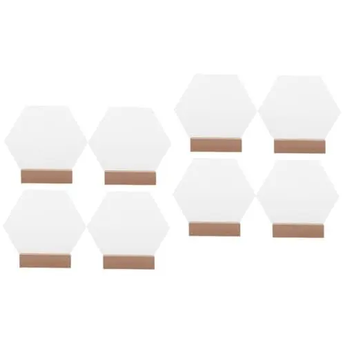 Produktbild: Warmhm 2sets Hexagon Acryl Zeichen Blank Hochzeit Tisch Zahlen Mit Holz Basis Stehen 4 Stücke * 2