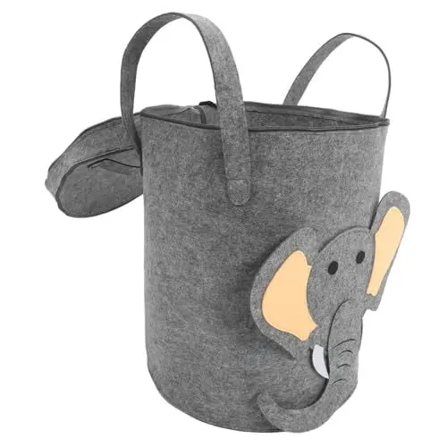 Produktbild: Warmhm Wäschekorb Mit Deckel Für Babys Und Mädchen Wäschekorb Aus Filz Aufbewahrungskorb Für Spielzeug Multifunktionaler Aufbewahrungskorb Für Schlafzimmer