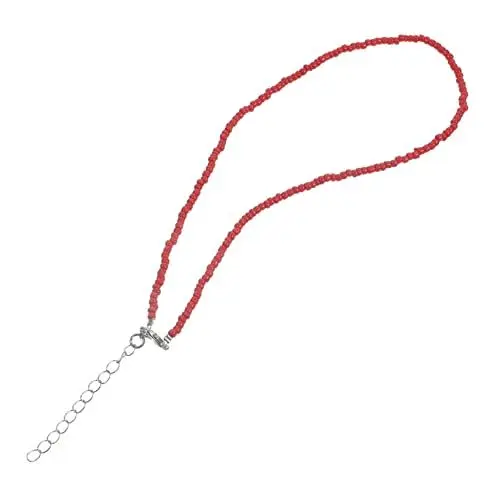 Produktbild: Warmhm Elegante Halskette in Rot - Ketten-Set Mit Winzigen Perlen Stilvolle Boho Choker Für Damen Und ädchen Samen Perlenkette Als Modisches Schmuckstück