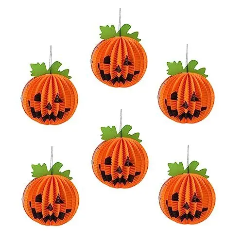 Produktbild: Warmhm Gruselige Halloween-kürbislaternen 6er-Set Papierlaternen 3D-Design für Halloween-Dekoration Bars