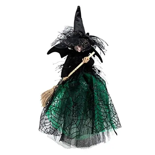 Produktbild: Warmhm Halloween-Dekoration Halloween- -Figur Hexenskulptur Halloween-gruselpuppe Halloween-Tisch Halloween-hexenfiguren Hexenstatue Hexenpuppe Hexenbaumspitze Esstisch Besen Stoff