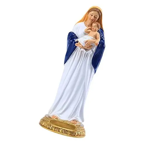 Produktbild: Warmhm Jungfrau Maria Und Kind Ornament Madonna Und Kinderstatue Religiöse Figur Der Jungfrau Maria Jungfrau Maria Stehende Statue Jungfrau Maria Figur Draussen Harz Porzellanfigur Mutter