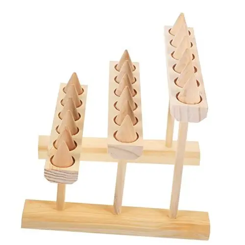 Produktbild: Warmhm Kegelringhalter aus Holz Ring-Organizer-Turm Paar Ringe Rack Ring-Organizer-Halter Ring Vitrine stehen ringaufbewahrer ringaufbewahrung Schmuck Türme ring lagerregal hölzern