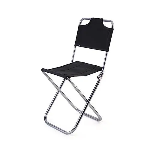 Produktbild: Warmhm Klappstuhl für Den Außenbereich Tragbar Rückenlehne Aus Aluminiumlegierung Kompakt Tragkraft 100 Kg für Zuhause/Camping/Reisen Schwarz