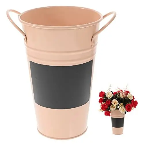 Produktbild: Warmhm Blumenvase Klein Blumen Vase Metallvase Blumeneimer Rustikale Bauernhaus Blumenvase Französische Eimervase Mit Griffen Getrocknete Blumenarrangements Für Die Dekoration des Hochzeitstisches