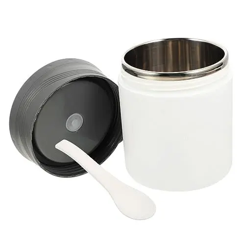 Produktbild: Warmhm Mini-thermoskanne Isolierter Suppenbecher Isolierbecher Mini-lebensmittelbehälter Vakuumbehälter Isolierter Lunchbehälter Suppe Für Kinder Müslibecher Weiß Edelstahl 304 Mit Deckel