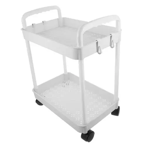 Produktbild: Warmhm Mobiles Lagerregal Kleiner Rollwagen Badezimmerwagen Wohnheimwagen Mobiles Bücherregal Mit Rollen Rollwagen Mit 3 Ebenen Kindergartenwagen Weiß Mit Rädern Radständer Büro Pp