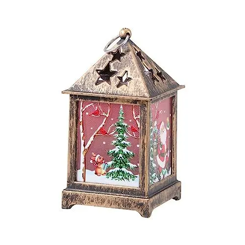 Produktbild: Warmhm Nachtlicht Weihnachtswindlicht Dekorativ Weihnachts-led-kerzenlaterne Led-weihnachtslicht Weihnachten Rustikale Kerzenlaterne Weihnachtskerzenlaterne Ältere Klassisch Ornament