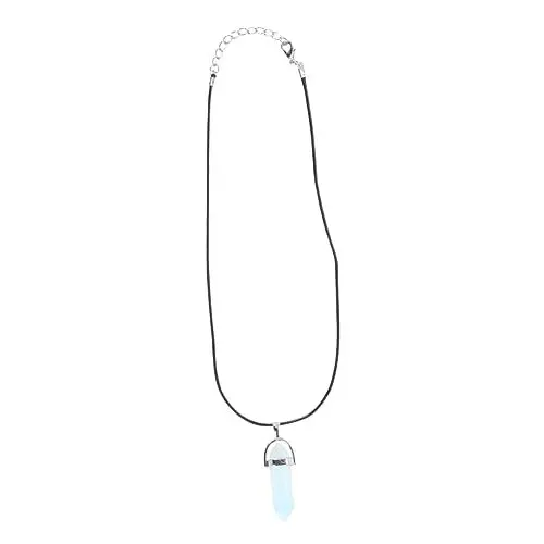 Produktbild: Warmhm Natürlicher Achat Anhänger Mit Kette Und Schnur Elegantes Schmuckzubehör Für Halsketten Und Diy-projekte Weißer Stein Weiße Kette Und Schwarzes Band