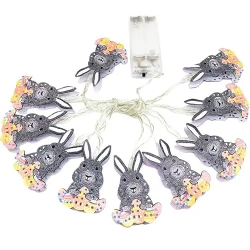Produktbild: Warmhm Lichterkette Osterdekoration Osterhasen Lichter Osterparty Supplies Batterie Dekorative Lichter