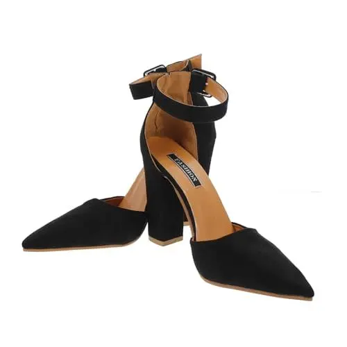 Produktbild: Warmhm Pumps Mit Dickem Absatz Spitze Schuhspitze rutschfeste Schnallenriemen Stilvolle High-Heels Für Damen Komfortabel Und Modisch Für Arbeit Und Partys