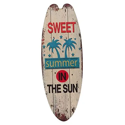 Produktbild: Warmhm Retro Surfbrett Outdoor Beach Party Dekoration Holz Surfbrett Schild Zubehör Beige Haustür Meer