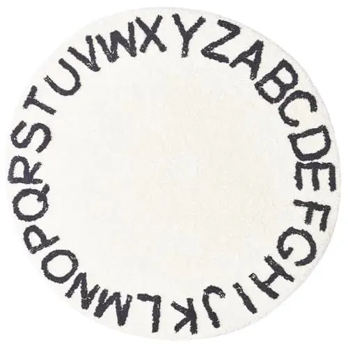 Produktbild: Warmhm Runder Buchstaben-Teppich ABC-Baby-Teppich Runder Alphabet-Matten-Bodenbereich Teppiche Warm Weich für Kinderzimmer Kinder Kleinkinder Schlafzimmer