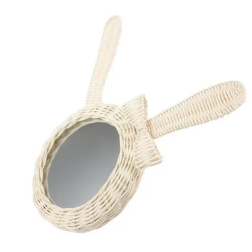 Produktbild: Warmhm Wandspiegel Aus Rattan Mit Klarem Spiegel Elegantes Design Für Badezimmer Und Wohnzimmer Runder Hängender Dekospiegel Praktisch Und Dekorativ