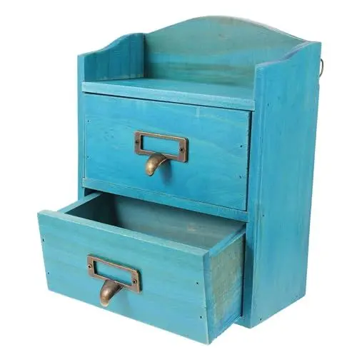 Produktbild: Warmhm Desktop-aufbewahrungs-organizer 2-lagige Schmuckschatulle Aus Holz Aufbewahrung Für Make-up Und Kosmetik Vintage-mini-kommodenbox Leicht Zu Reinigen
