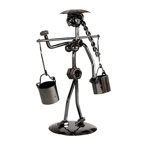Produktbild: Schubkarre Kinder Landwirt People Figuren Metallkunst: Landwirt Model Farmer Field Work Ornament für Home Office Dekoration Geschenkstil 2 Silber Fahrzeuge Kinder Schubkarre