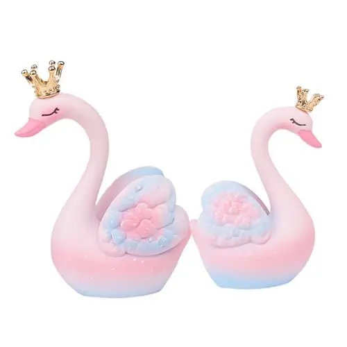 Produktbild: Warmhm Schwanenfiguren aus Resin Skulpturen für Desktop Auto Tischdekoration Langlebig und Pflegeleicht Wohn und Fahrzeugsdeko Rosa