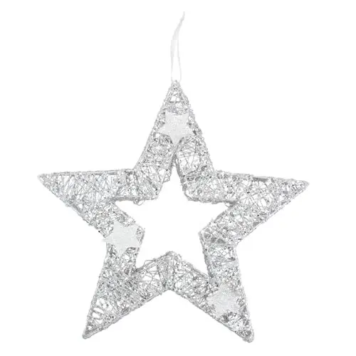 Produktbild: Warmhm Stern-anhänger Weihnachtsbaum-Kette Silber Stern-hängedekoration Festival-Dekoration Vitrinen-anhänger
